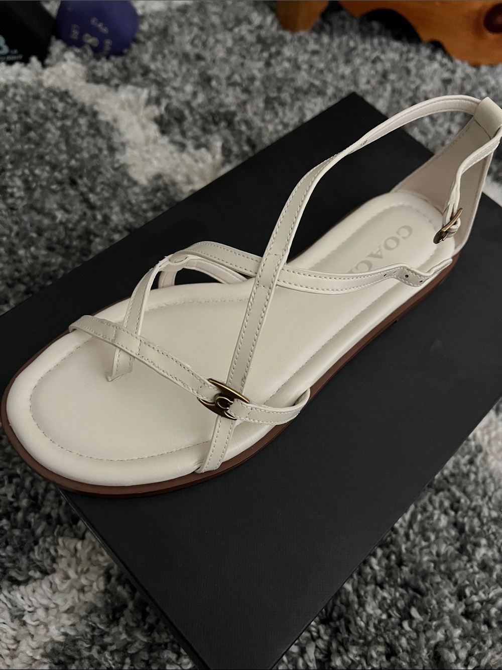Chalk Leather Sandals 7.5